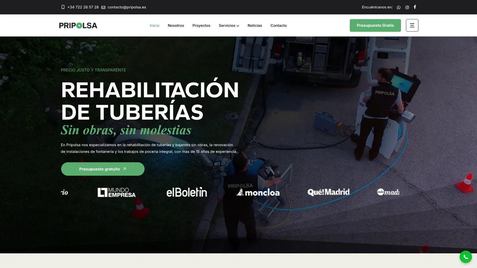 Web corporativa de Pripolsa